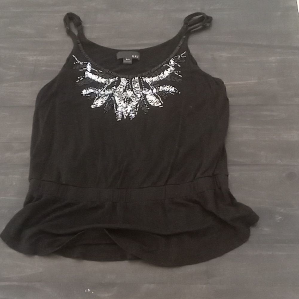 Forever 21 small petite black top sequins detail on front
